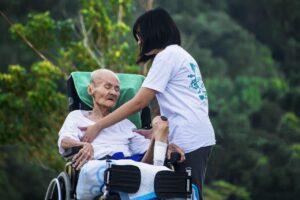 hospice and nursing care at home or institutional care.